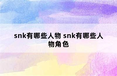 snk有哪些人物 snk有哪些人物角色